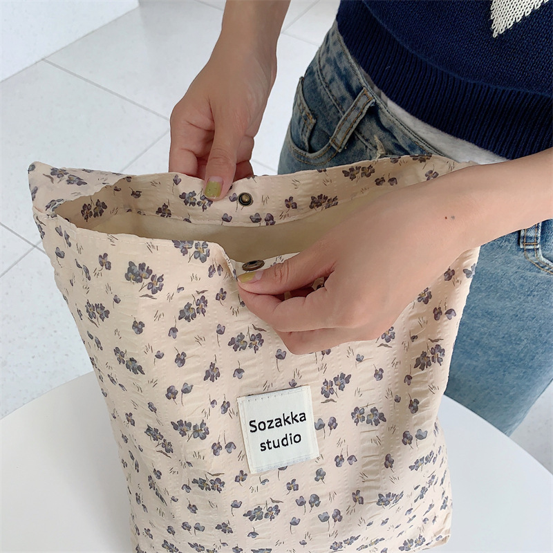 36251 Vintage floral canvas cosmetic bag, large-capacity handbag, women's single-shoulder crossbody bag, tote bag, underarm bag undefined