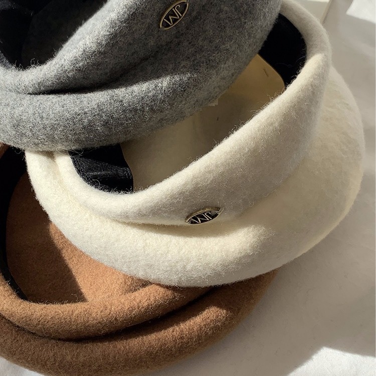 White Raspberry Pink Australian Wool Beret Autumn/winter Korean Big Head Surrounding Face Small Temperament Painter Hat Girl_voghion.com