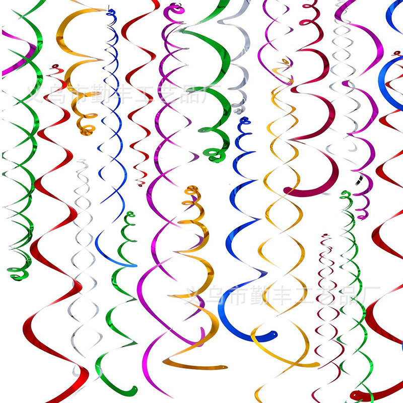 Cross-Border Birthday Party Decoration Spiral Hanging Ornaments Swirl Garland Holiday Ceiling Arrangement Sequin Pendant Manufacturer