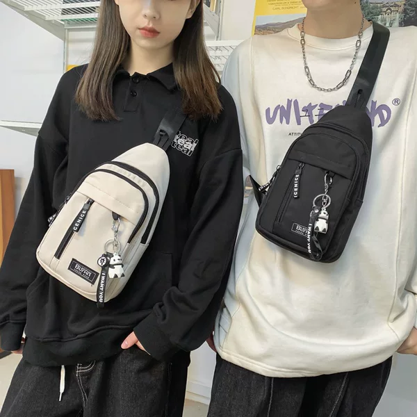 2023 New Arrival Tooling Canvas Chest Bag Men's Ins Japanese Style Casual Student Small Satchel Girls' Mobile Phone Small Backpack