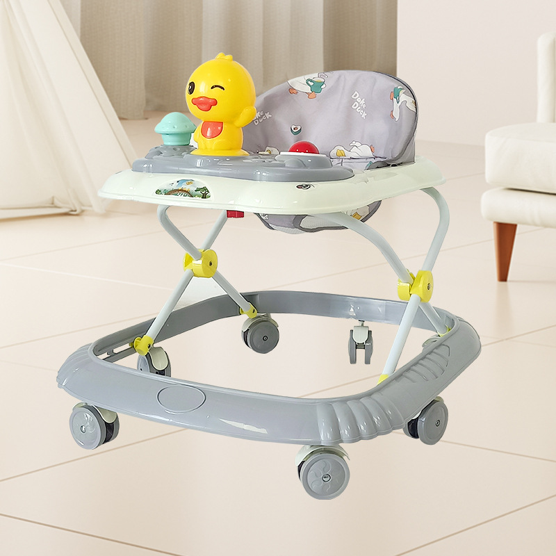 Cochecito andador para bebés con cuatro velocidades ajustables, cochecito musical, antivuelco, ajustable, portátil, plegable.