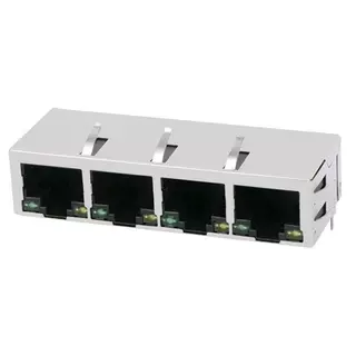 ARJ14A-MFSB-MU2 厂家供应1X4百兆RJ45连接器带灯带弹片网口插座