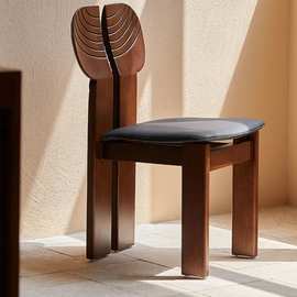 yyy古实木餐椅现货复古雕刻靠背椅大户型设计师新中式休闲椅子