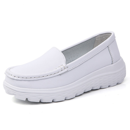 Women's Spring and Summer New Nurse Shoes, Soft Sole, Breathable, Flat, Round Head, Non-Slip, Medium Heel, Thick Sole, Non-tiring Work Shoes