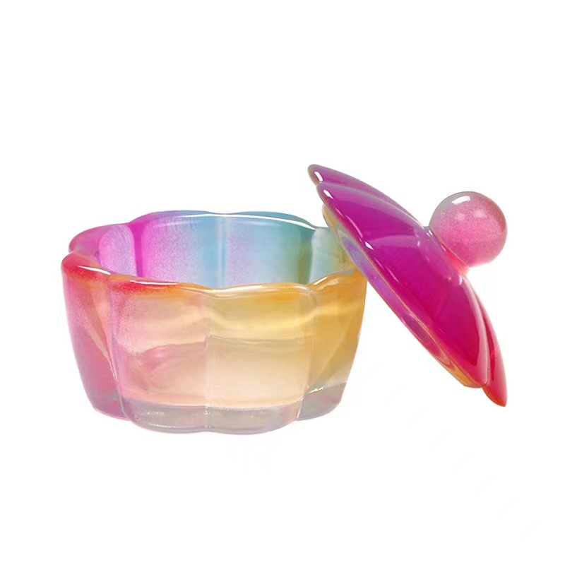 Venta caliente transfronteriza Nueva taza de cristal en forma de pétalo arte de uñas con textura de tapa color mágico Jade color esmalte taza de cristal taza de mezcla de color
