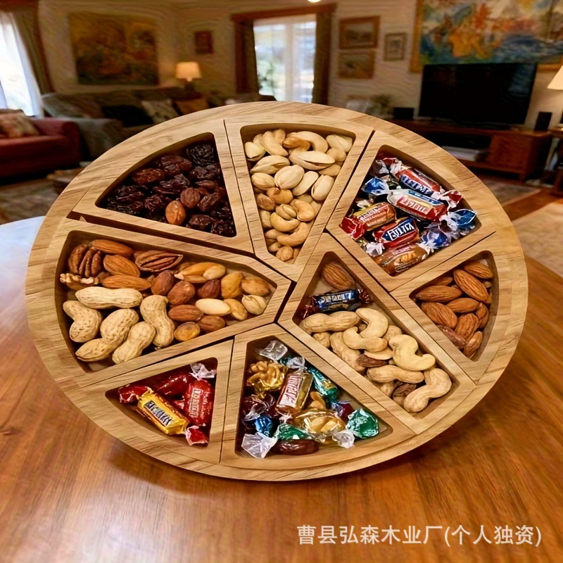 Готовая деревянная тарелка для закусок, фруктов, орехов, с разборным подносом на восемь секций, тарелка для пиццы и хлеба