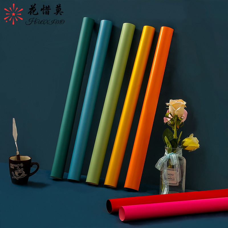 精美双面双色纯色欧雅纸防水礼品包装纸花艺花束纸鲜花包装纸