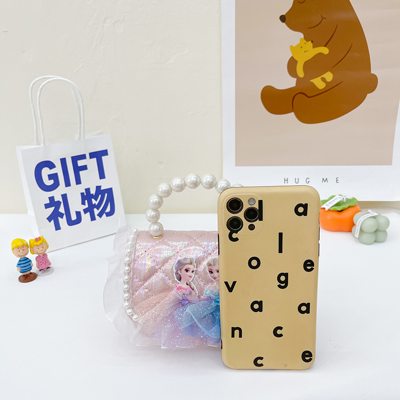 Bolso De La Perla de los niños del estilo coreano ins bolso de las muchachas de la moda de la historieta de los niños bolso de la cadena pequeña bolsita