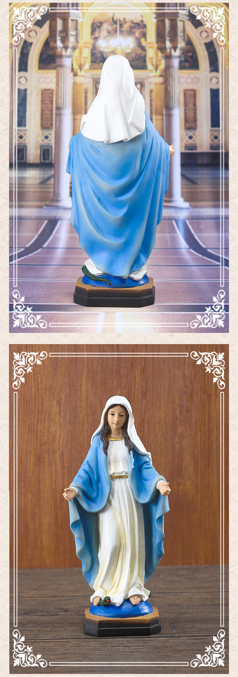 Retro Virgin Mary Statue Religious Indoor Table Decoration Resin Crafts display picture 1