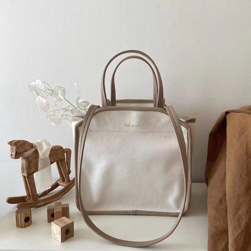 Korean ins mommy bag multi-functional mother and baby bag canvas lightweight tote bag lunch bag one-shoulder cross-body mother-in-law bag