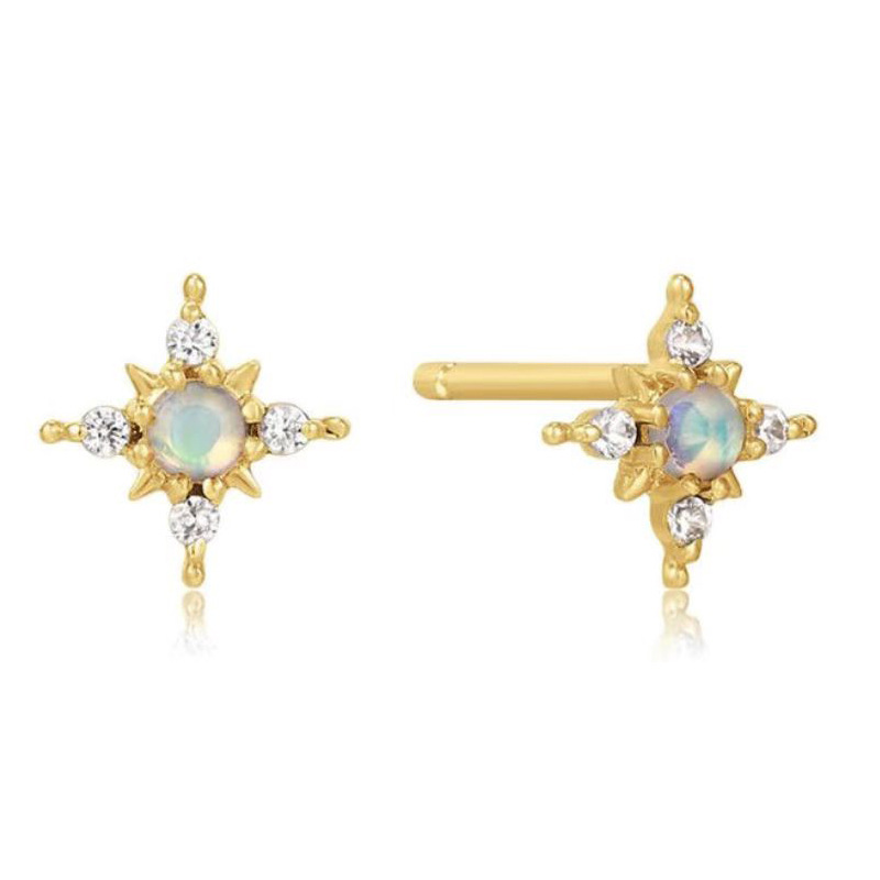 Fashion Geometric Copper Inlay Gem Zircon Ear Studs 1 Pair