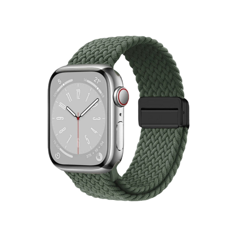 适用AppleWatch时尚四点磁吸扣尼龙编织回环苹果表带实用显质感|undefined