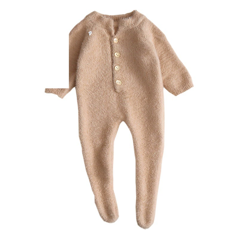 [Ограниченная серия шапочек] Осенние комбинезоны для новорожденных мальчиков и девочек, комбинезоны для ползания с милыми медвежатами из меха норки, закрывающие ноги.