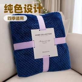 新款冬季菠萝格毛毯加厚办公室午休毯沙发毯法兰绒毯子厂家批发