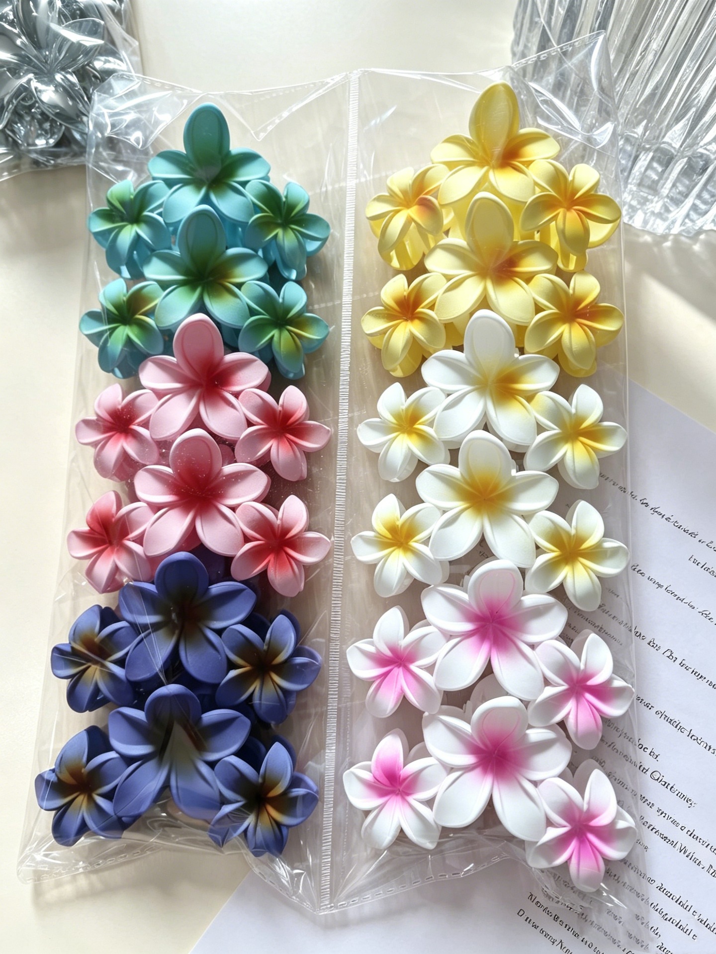 Vacancias de verano transfronterizas huevo flor clip para el cabello de mujeres tarjeta de sensibilidad avanzada 2026 nuevo conjunto de adornos para el cabello de flores laterales image 27