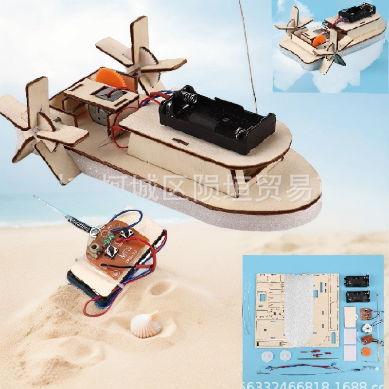 (Cross-border trading), wooden speedboat, toy for students for experiments, DIY, Aliexpress, science and technology, physics, creative gift