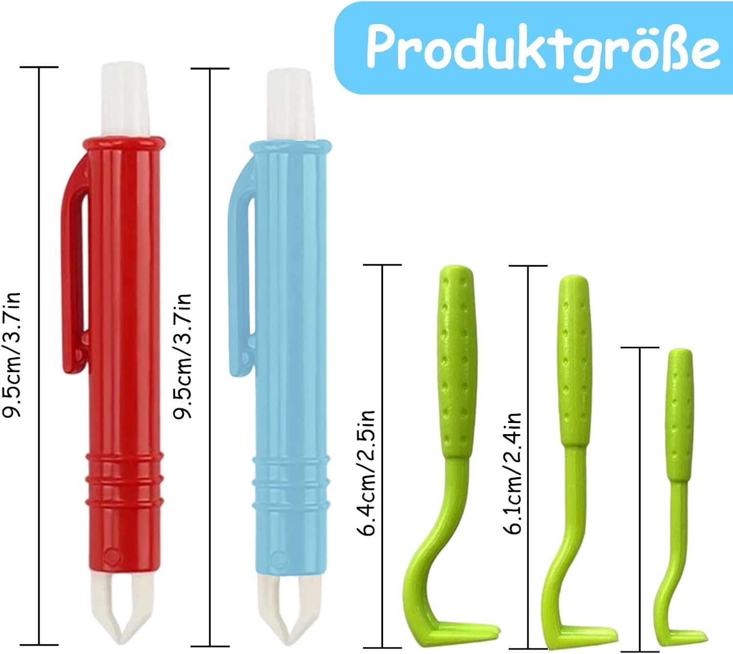 19# 빨간색 펜 + 하늘색 펜 + 녹색 후크 3개(opp 가방 19g)