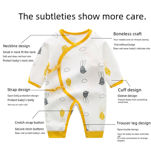 Autumn Newborn Baby Bodysuit Spring and Autumn Children's Clothes Double-Sided Butterfly Dress Cotton Boneless Long Sleeve Crawling Suit