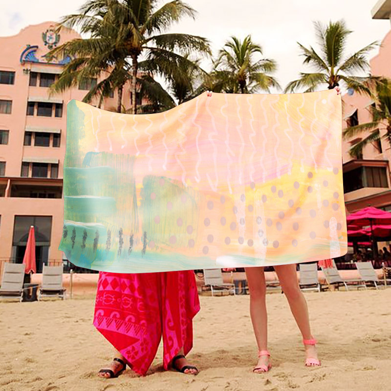 Toallas de baño de secado rápido transfronterizas, toallas de playa, toallas de capa portátiles y portátiles, toallas de baño impresas y absorbentes, personalización térmica al por mayor