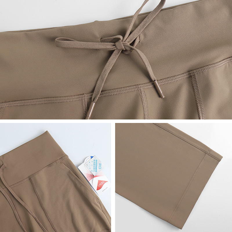 LAHN Pantalones de boquilla de cintura alta, caderas delgadas, sensación de caída de bolsillo lateral casual, pantalones de piernas anchas image 4