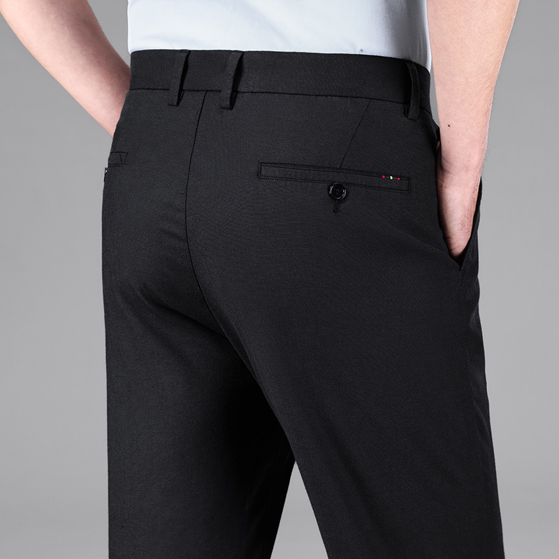 Coole und bügelfreie Hose mit geradem Bein, Frühlings- und Sommerhose aus dünnem Eisseidenleinen für Herren_voghion.com