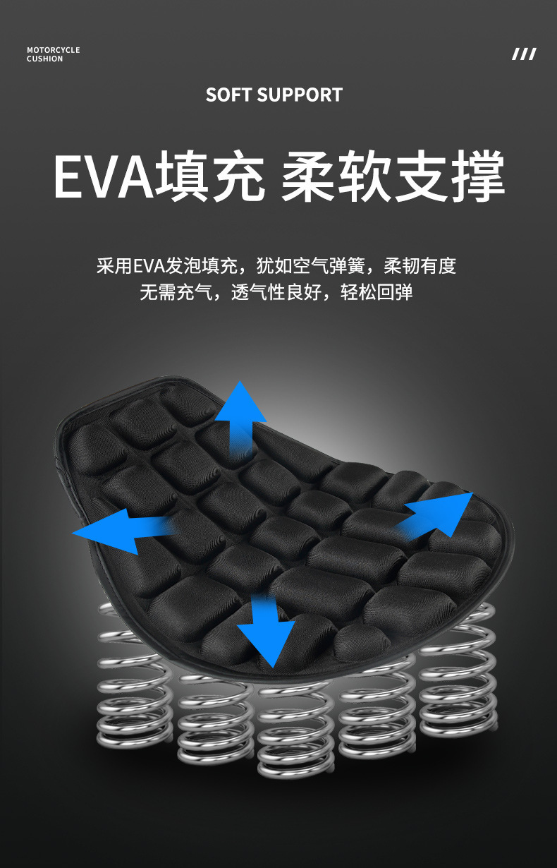 Summer motorcycle seat cushion, shock-absorbing, heat-insulating, ventilated, thickened, waterproof, suitable for electric bikes and delivery motorcycles