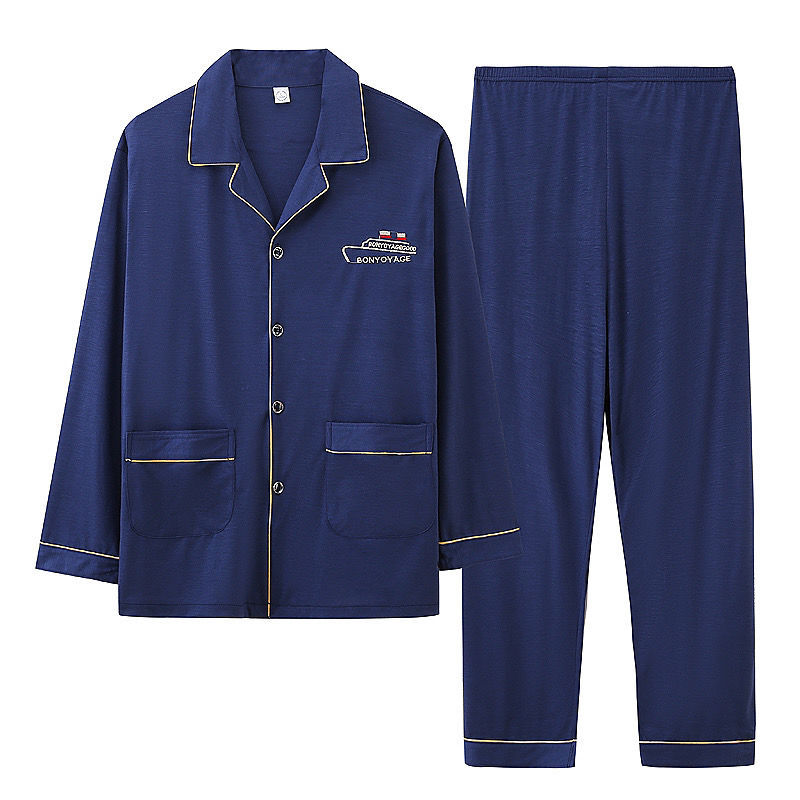 100% pijamas de algodón de los hombres de algodón de manga larga de verano de los hombres más tamaño cómodo Juventud de mediana edad Primavera y Otoño Invierno ropa para el hogar