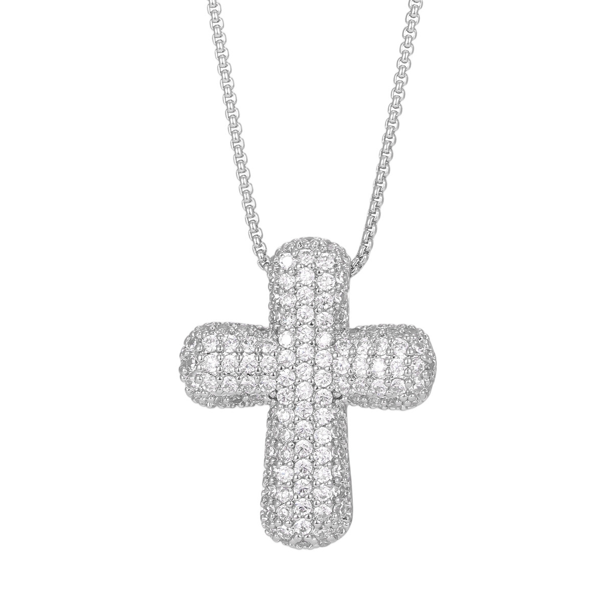 Cross-Border Hot-Selling European and American Fashion Cross Necklace Copper Inlaid Zircon Pendant Niche Design Versatile Necklace Wholesale