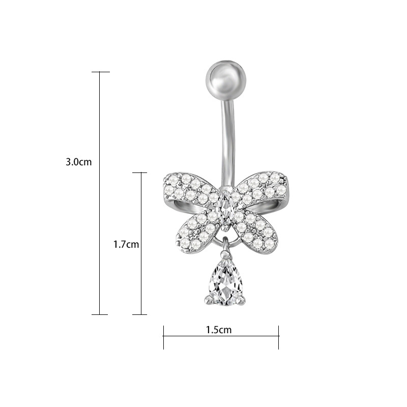 Zircon Inlay Navel Ring Piercing For Women Elegant Belly Jewellery_voghion.com