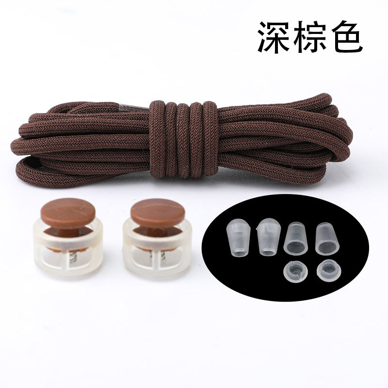 짙은 갈색 탄성 신발끈 한 쌍 + 스프링 버클 2개 + 걸이시계 4개