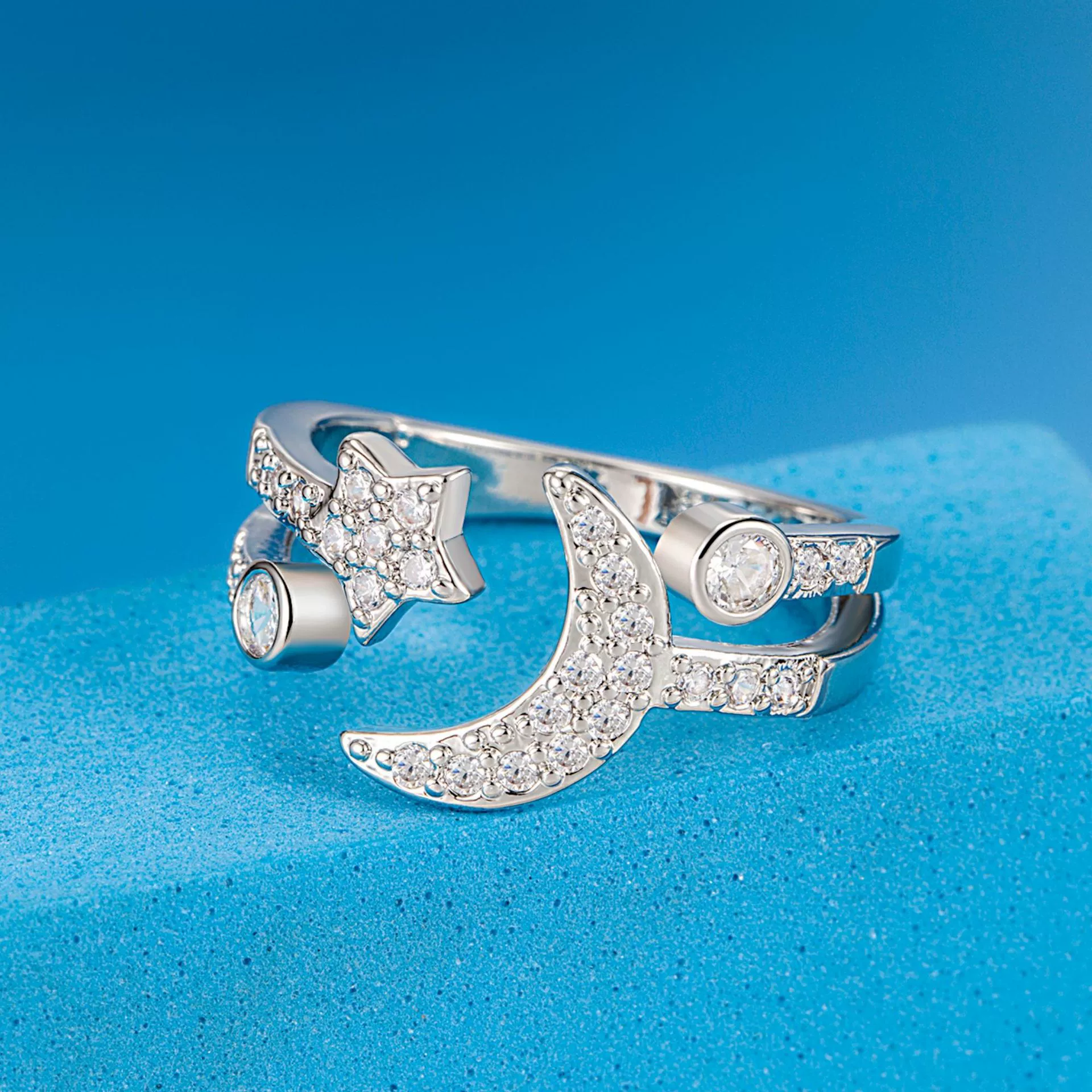 Zirconium, ring with stone, light luxury style, diamond encrusted