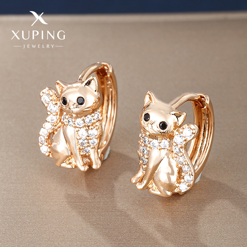 Xuping joyas de dibujos animados lindos perros de gato pernos de orejas personalidad retrógrada para mujeres nicho perros de moda europea y americana