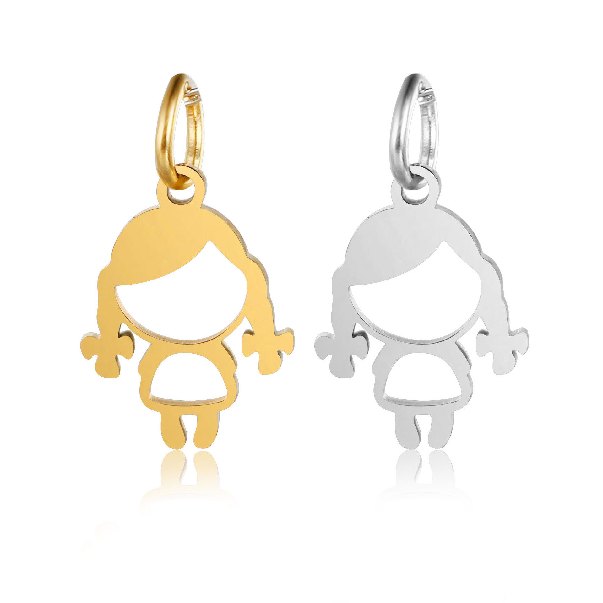 DOOYIO 5 teile/los 11,5mm * 18mm Kleines Mädchen Charm Anhänger Edelstahl Spiegel Poliert DIY Schmuck Geschenk Zubehör – Detail 2