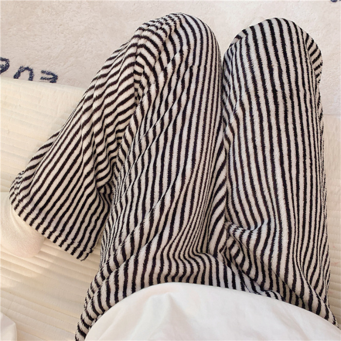 Pantalones de pijama de franela de coral de dibujos animados, pantalones de pijama de hombre, pantalones de invierno de otoño de mujer, pantalones caseros