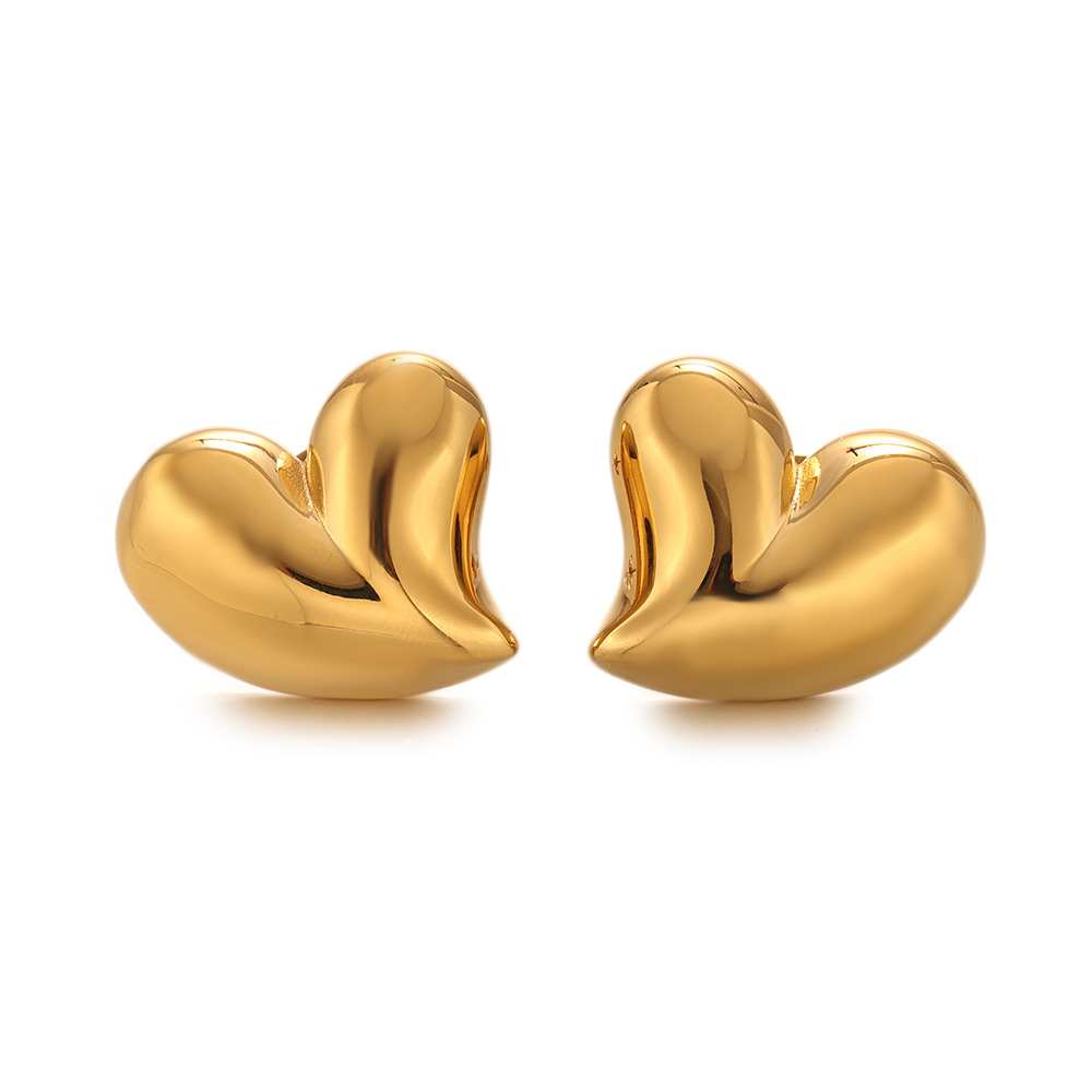 Tena European and American Love Peach Heart Pendientes de acero inoxidable que no se desvanecen INS viento ligero lujo brillante Pendientes en forma de corazón Pendientes mujeres