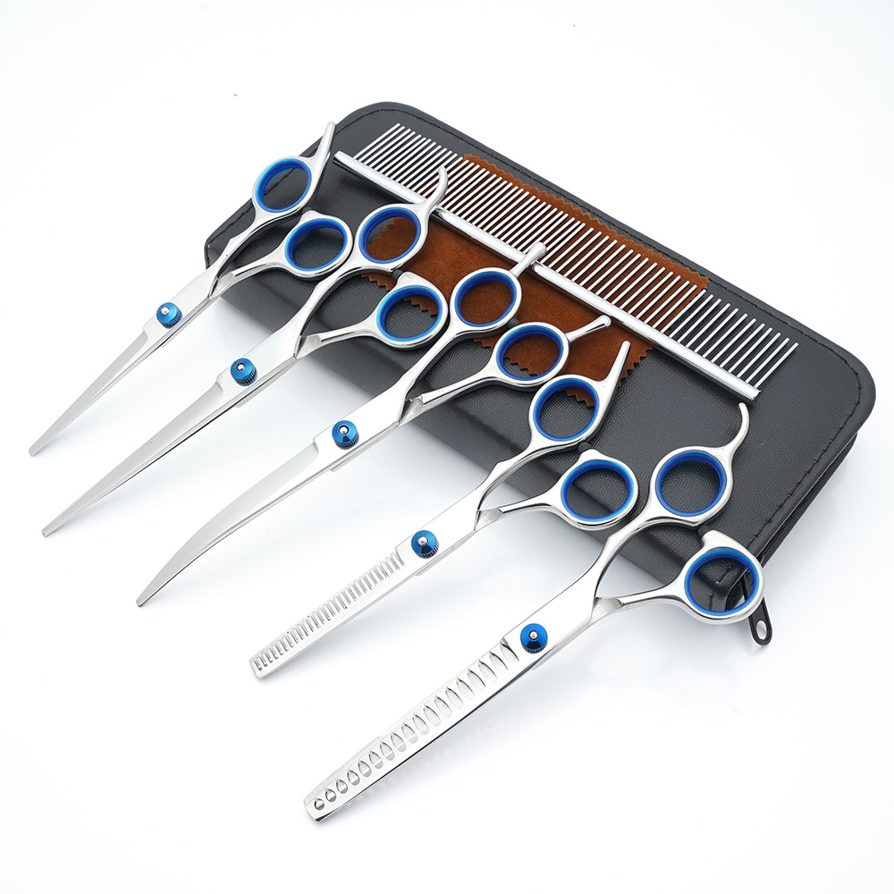 Tijeras para mascotas, tijeras de corte de pelo para perros, tijeras de dientes delgadas profesionales, tijeras de corte de pelo, tijeras de pelaje, juego de herramientas de limpieza