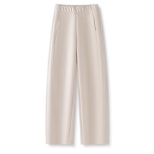 米杏色毛呢弯刀裤女2025新款秋冬气质时尚修身休闲裤拖地哈伦长裤