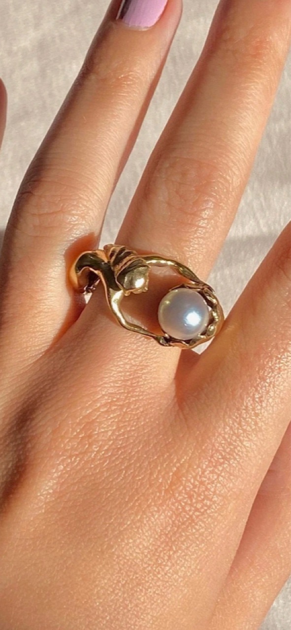 Pearl Inlay Material Rings Classification Wholesale Jewelry IG Style Simple Style Geometric 304 Stainless Steel Pearl 18K Gold Plated Inlay Rings