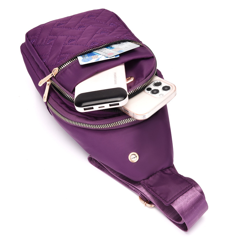 Nuevo bolso de pecho de moda de mujer agujero de auriculares de gran capacidad de mediana edad bolso de teléfono móvil de madres portátil bolso de hombro de diamante