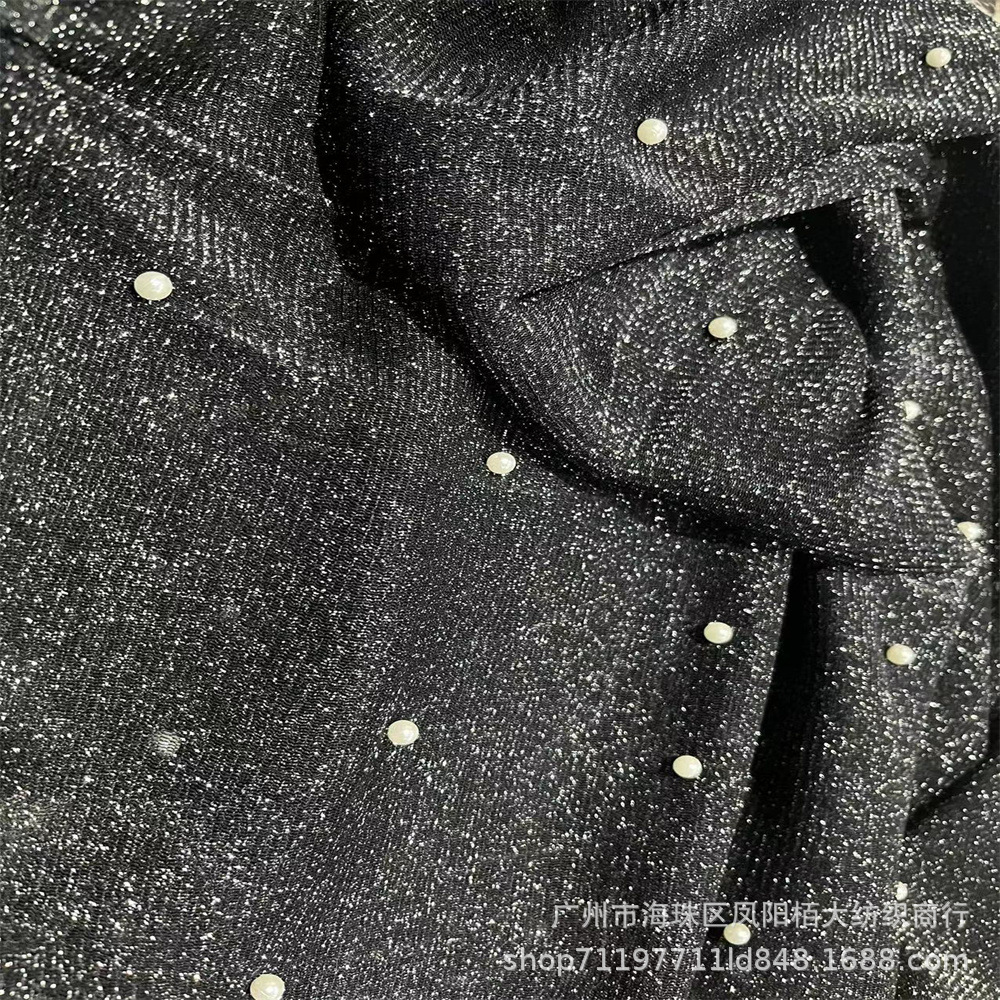 闪光网银线钉珠面料弹力好透薄柔软 用于服饰 装饰品 礼服舞会