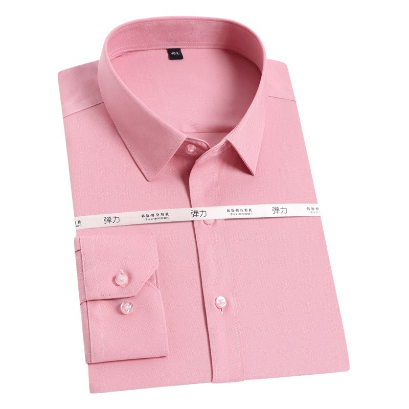 Camisa de gama alta de fibra de aloe para hombres de manga larga elástica sin planchar ropa de trabajo informal antiarrugas camisa profesional para hombres de negocios