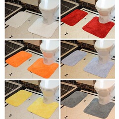 Shengtileju 綿浴室ドアマット U 字型トイレ足マット浴室ドアマット高低毛吸収マット