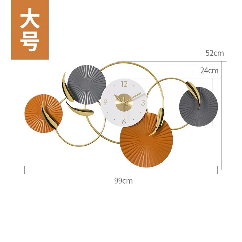 Reloj de pared colección comedor sala de estar moderna Luz de lujo reloj decorativo comedor reloj de hierro colgante pintura tridimensional reloj de pintura decorativa