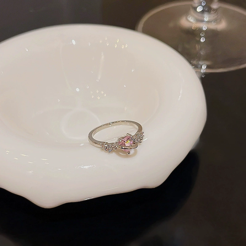 Ring adjustable, zircon micro-inlay, light-luxury simple elegant for index finger