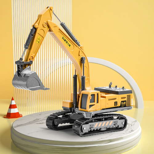 Alloy engineering vehicle children's excavator toy excavator toy car boy inertia model crane excavator hook machine