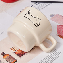 ins马克杯风高情侣水杯牛奶可爱陶瓷咖啡杯小狗杯子罗叠杯耐高温