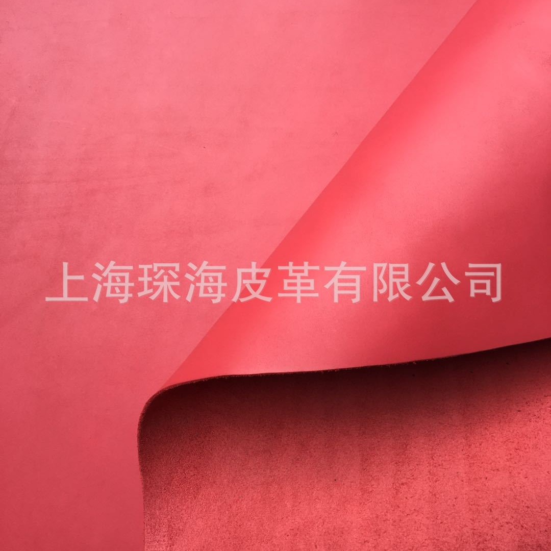 马鞍皮 头层压变牛皮 双色皮料 商标皮 头层牛皮 手工DIY 亚光红