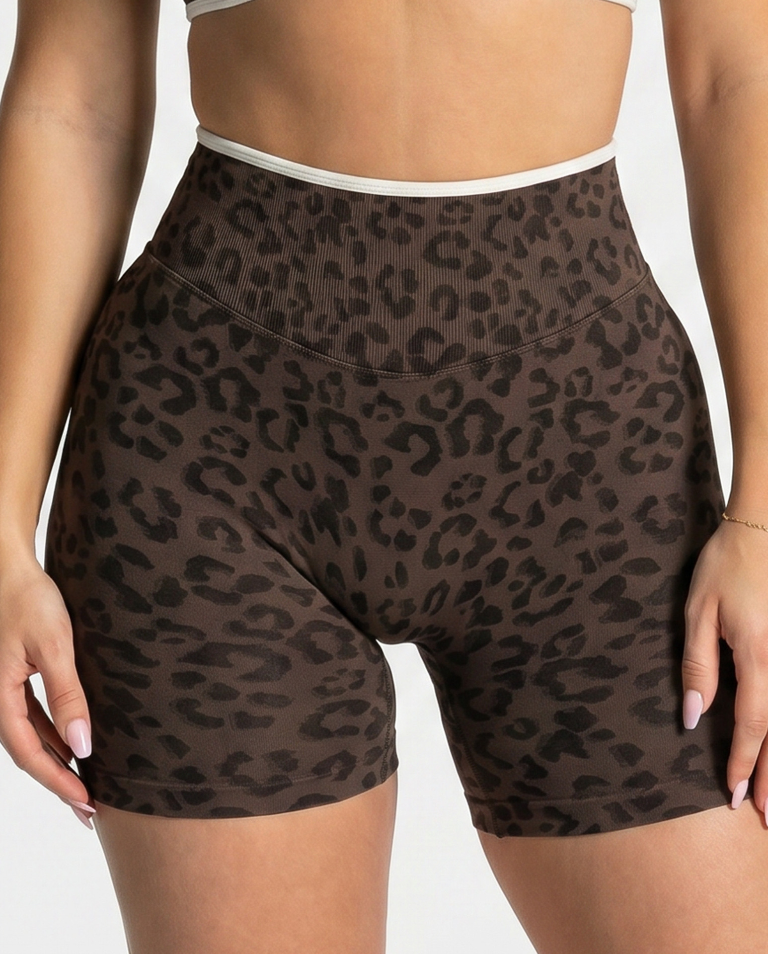 TEOO transfronterizo sin costuras 3D impresión de leopardo pantalones cortos de yoga de borde de miel hump bra deportivo ropa de fitness set de yoga