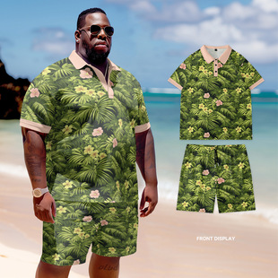 Spring and summer Europe and the United States POLO suit short sleeve men's 3D digital printing plus size daily cross-border foreign trade high street leisure