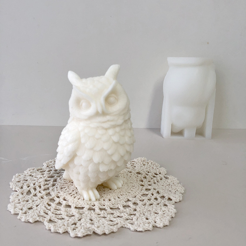 Jiahuimei gran búho vela molde de silicona DIY búho yeso aromaterapia epoxi decoración herramienta abrasiva